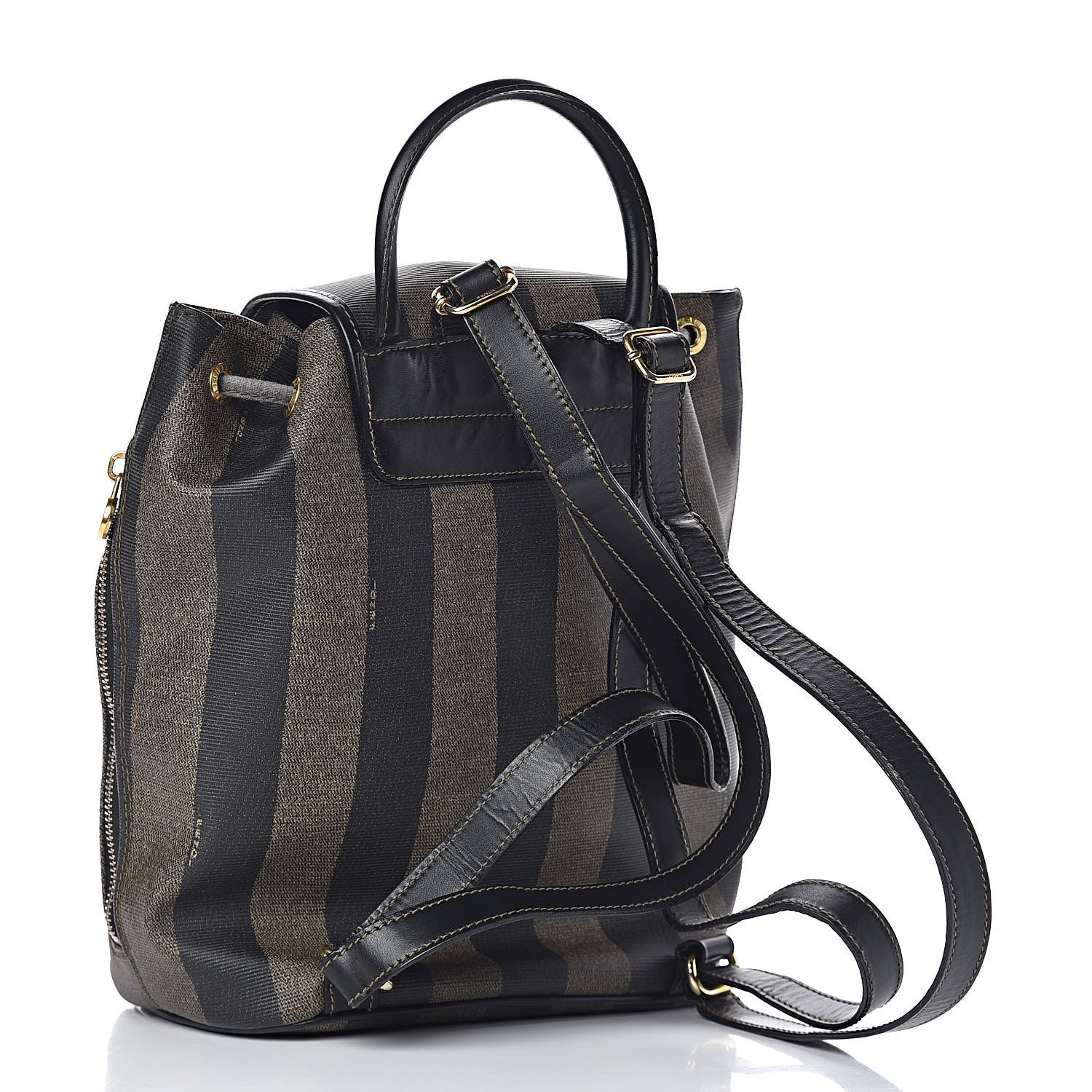Fendi Coated Canvas Pequin Drawstring Backpack Tobacco 3 of 11