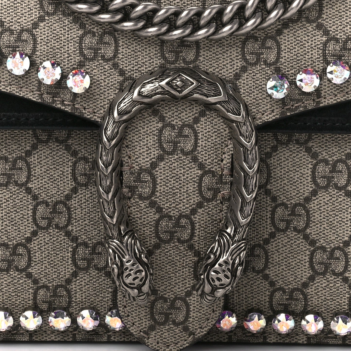 GG Supreme Monogram Crystal Small Dionysus Shoulder Bag Black