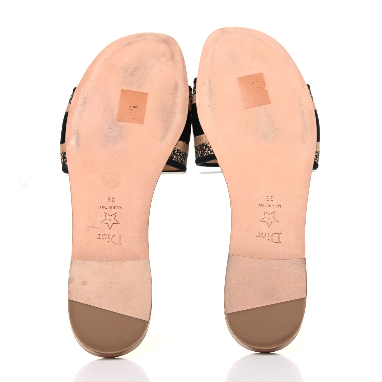 Christian Dior Canvas Embroidered Dway Flat Slide Sandals 39 Black Beige 4 of 4