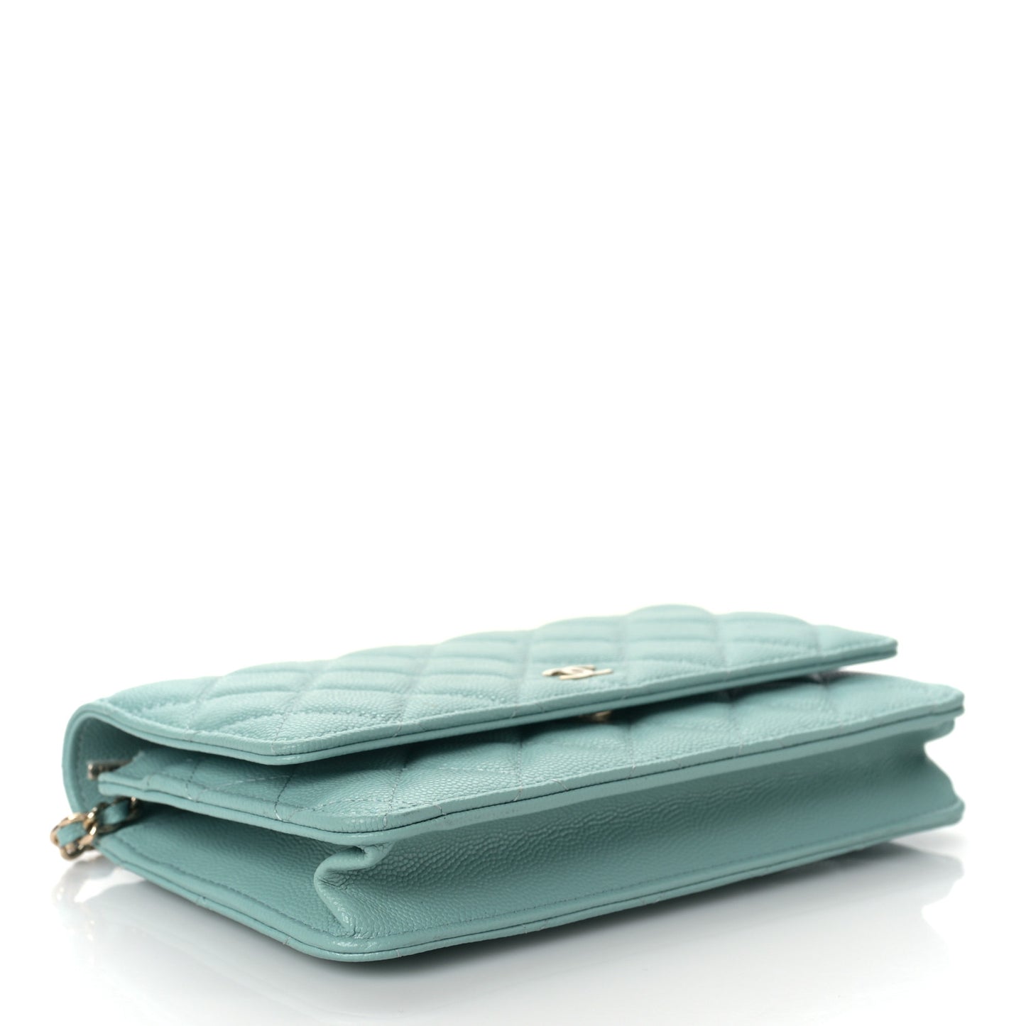 Caviar Quilted Wallet On Chain WOC Light Blue