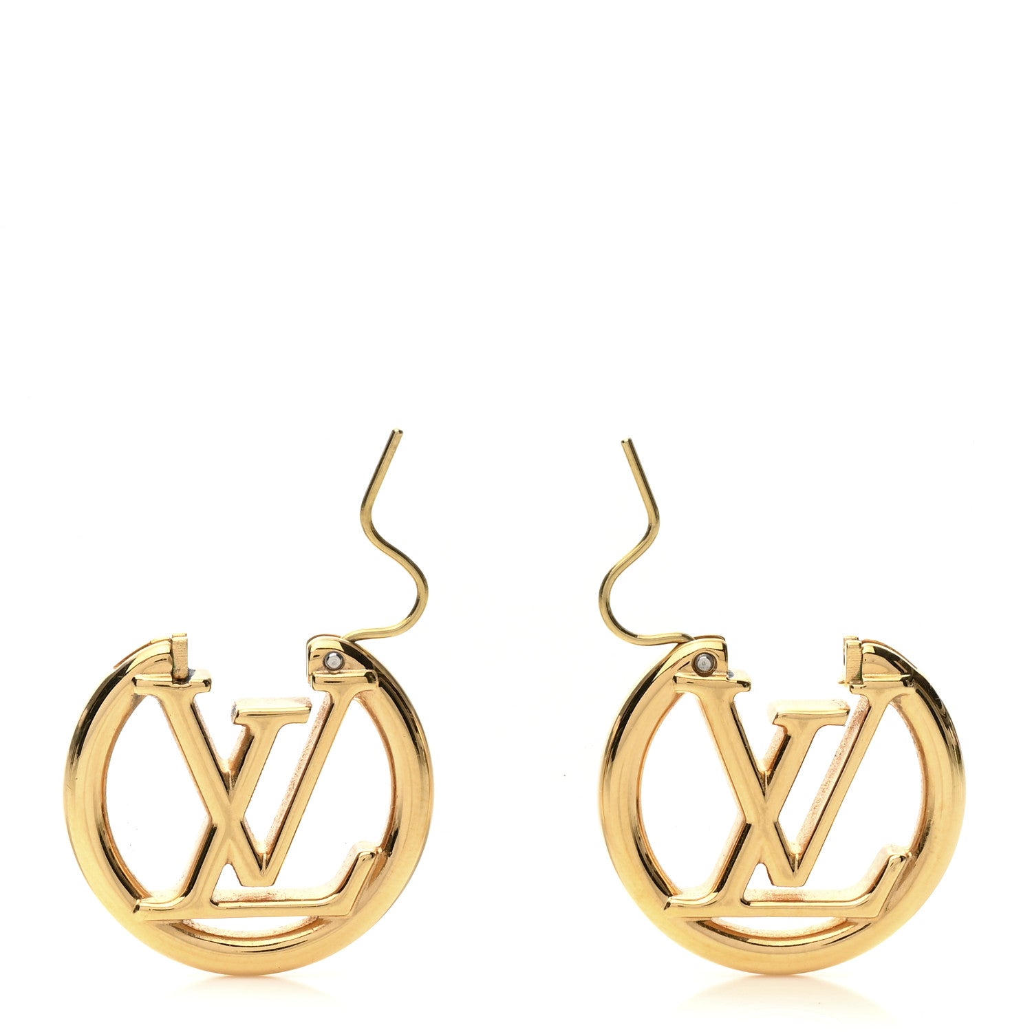 Louis Vuitton Metal Small Louise Hoop Earrings Gold 3 of 4