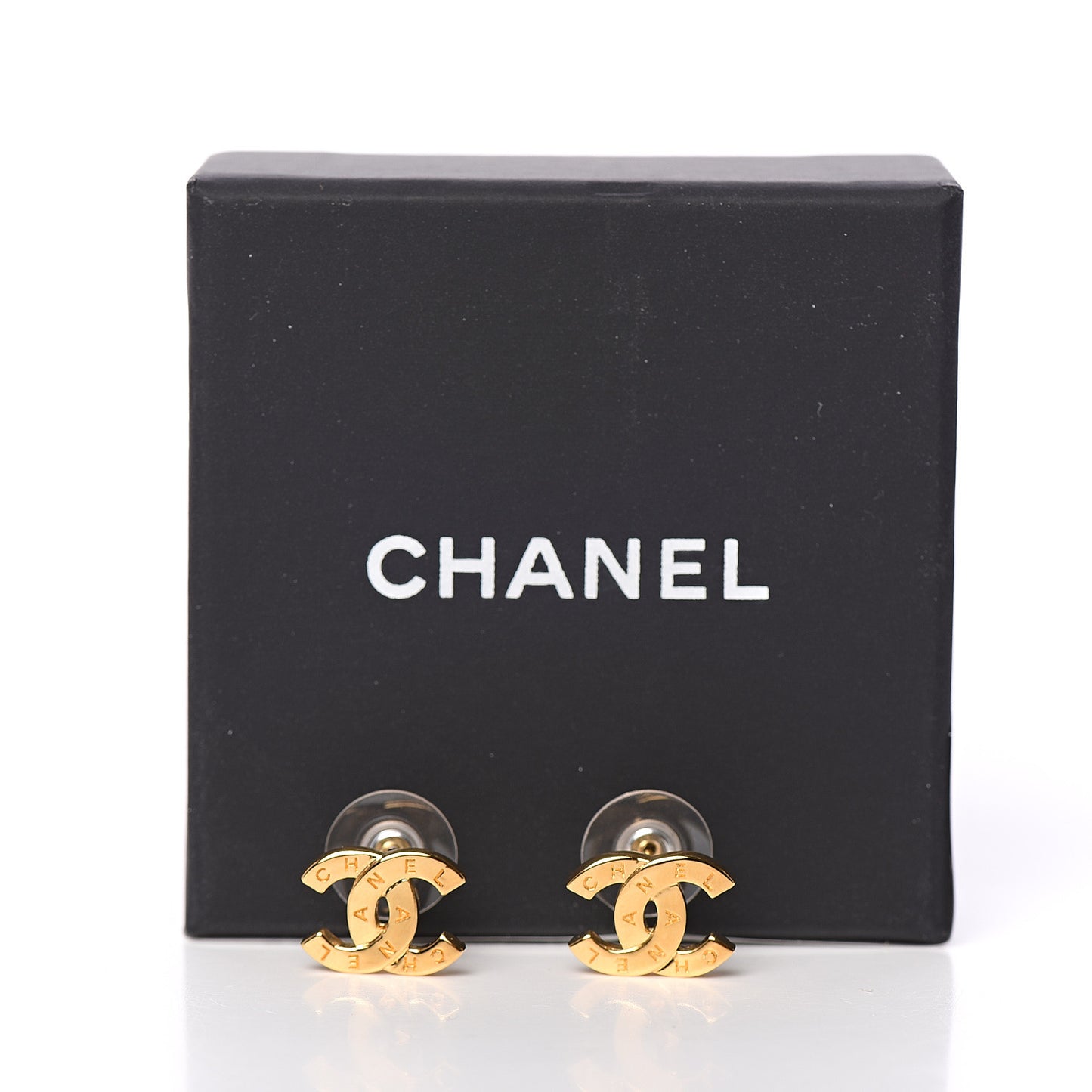 Metal Paris Button Earrings Gold