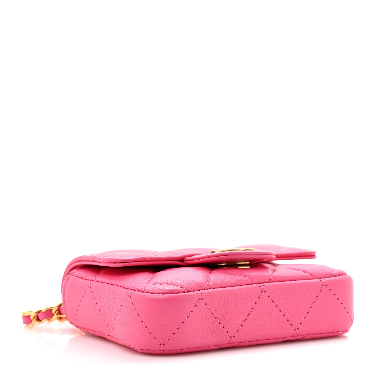 Chanel Lambskin Enamel Quilted Mini Chain Belt Bag Pink 4 of 14