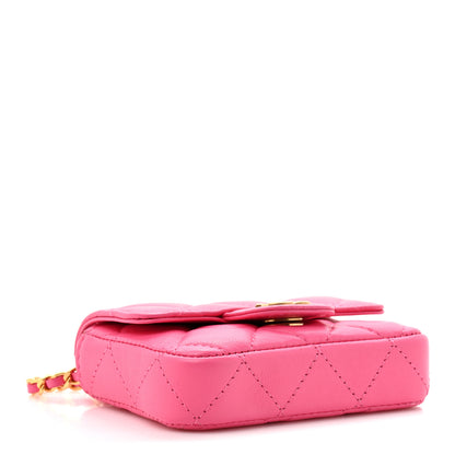 Chanel Lambskin Enamel Quilted Mini Chain Belt Bag Pink 4 of 14
