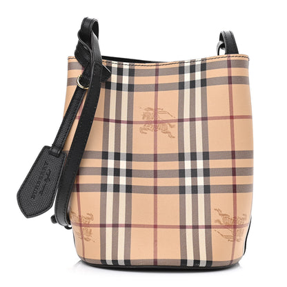 Burberry Haymarket Check Colours Small Lorne Bucket Crossbody Black 1 of 10