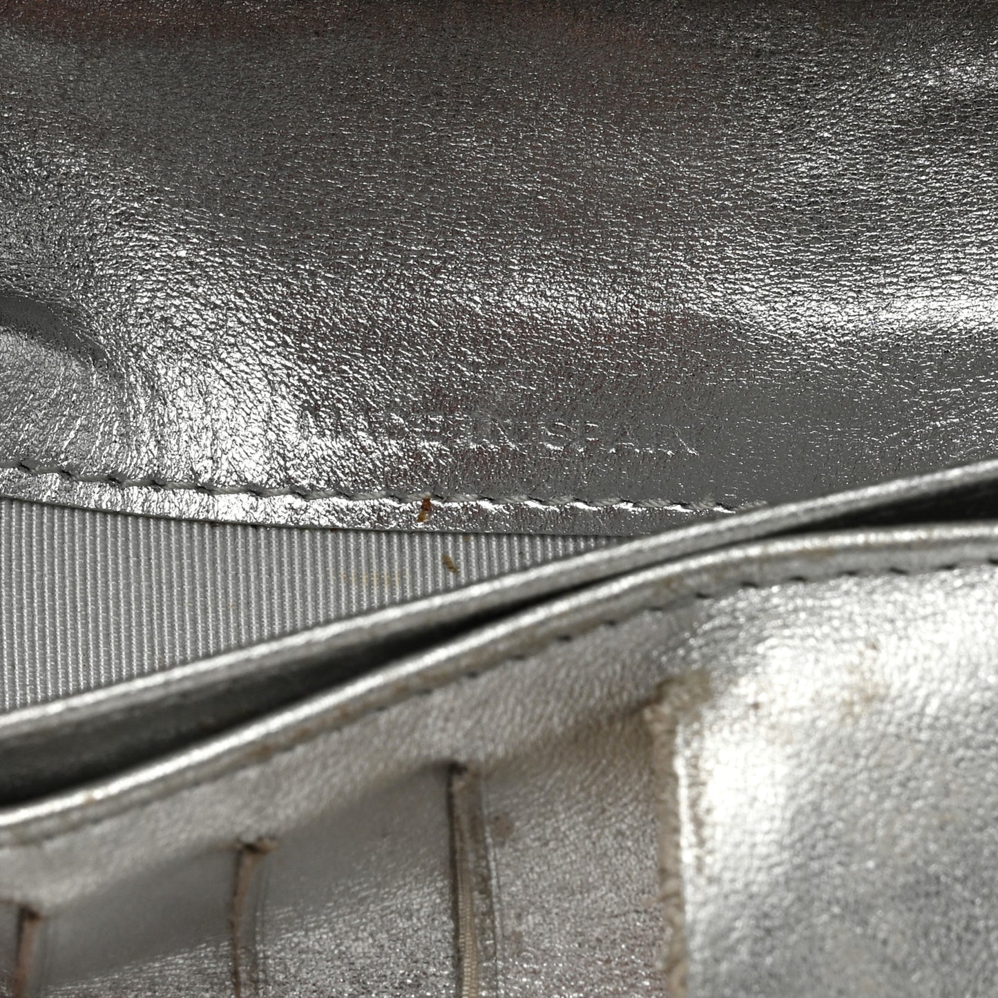 Metallic Lambskin Quilted Yen Wallet Silver