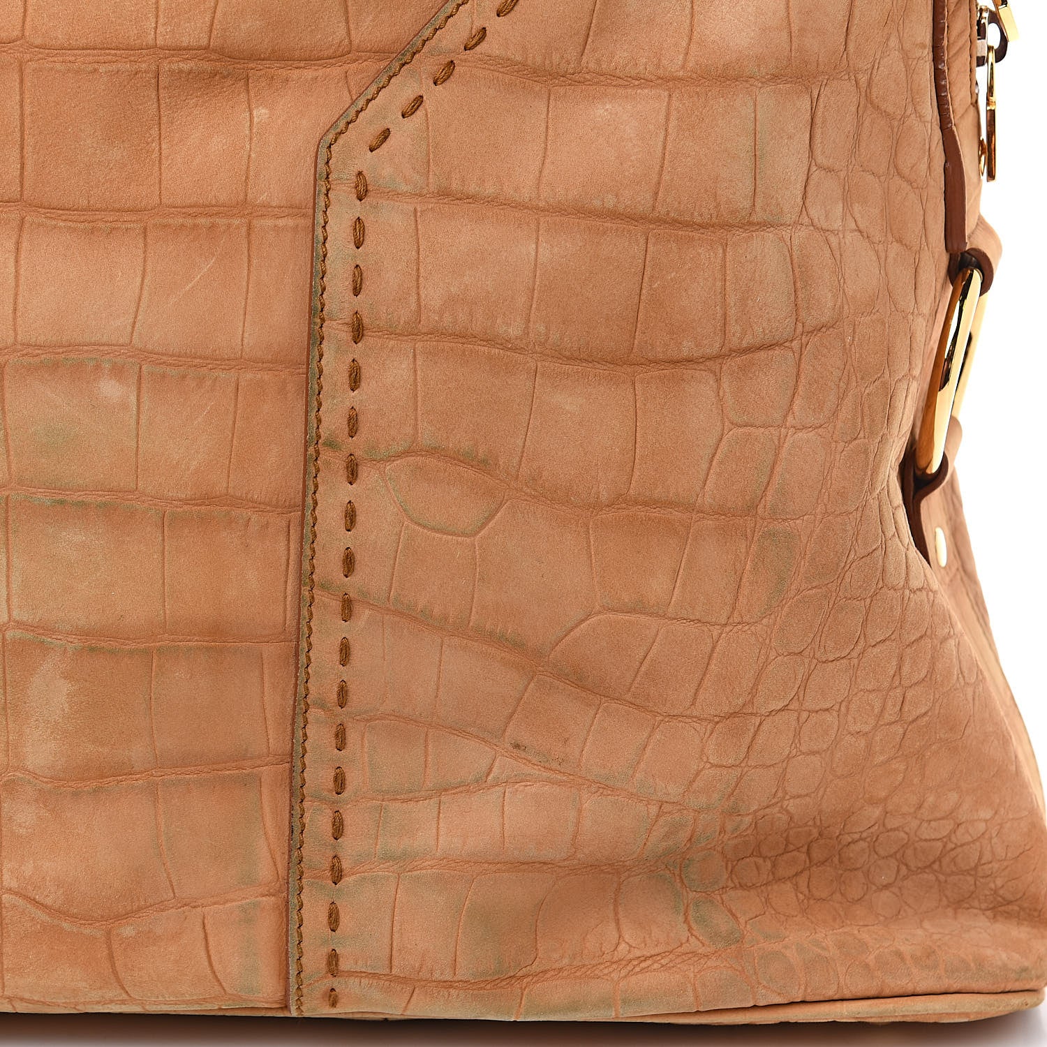 Saint Laurent Nubuck Crocodile Embossed Oversized Muse Brown 14 of 14
