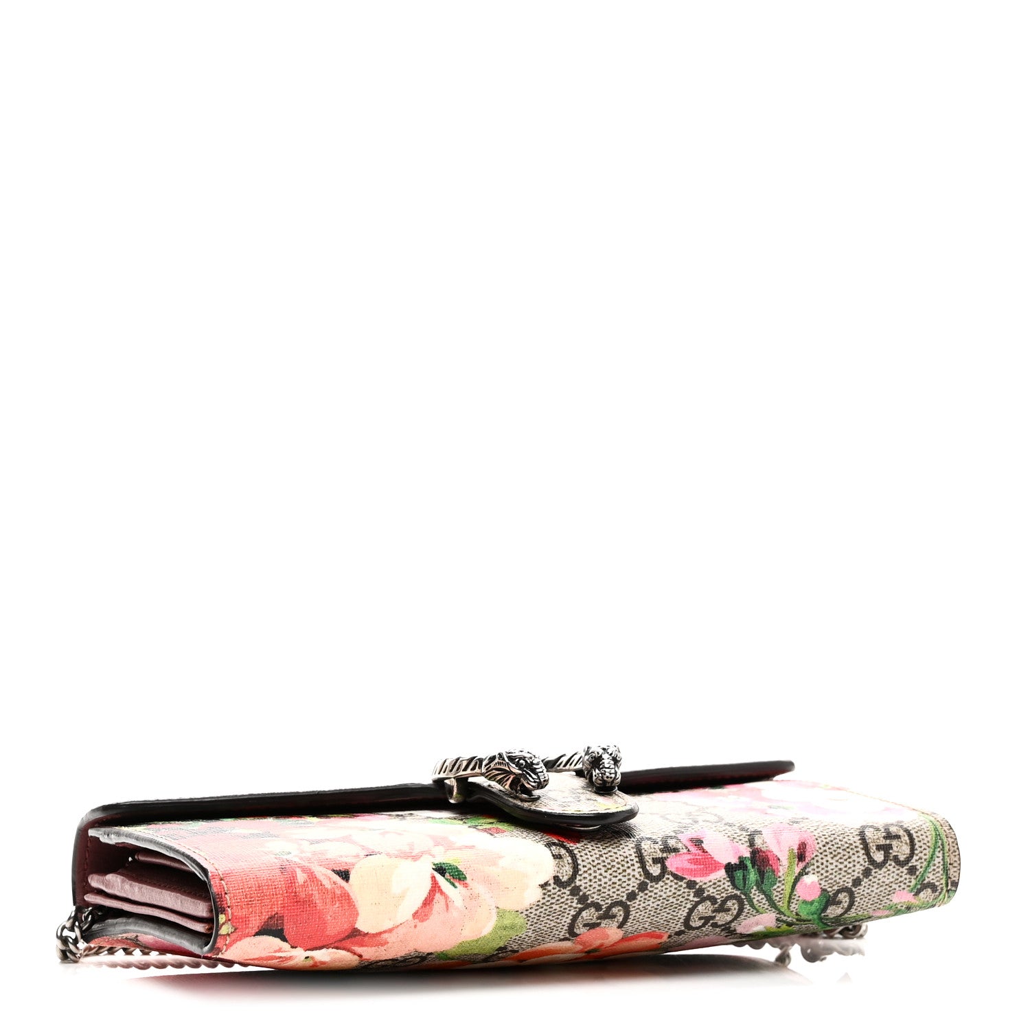 Gucci GG Supreme Monogram Blooms Dionysus Chain Clutch Wallet Beige Multicolor Dry Rose 4 of 9