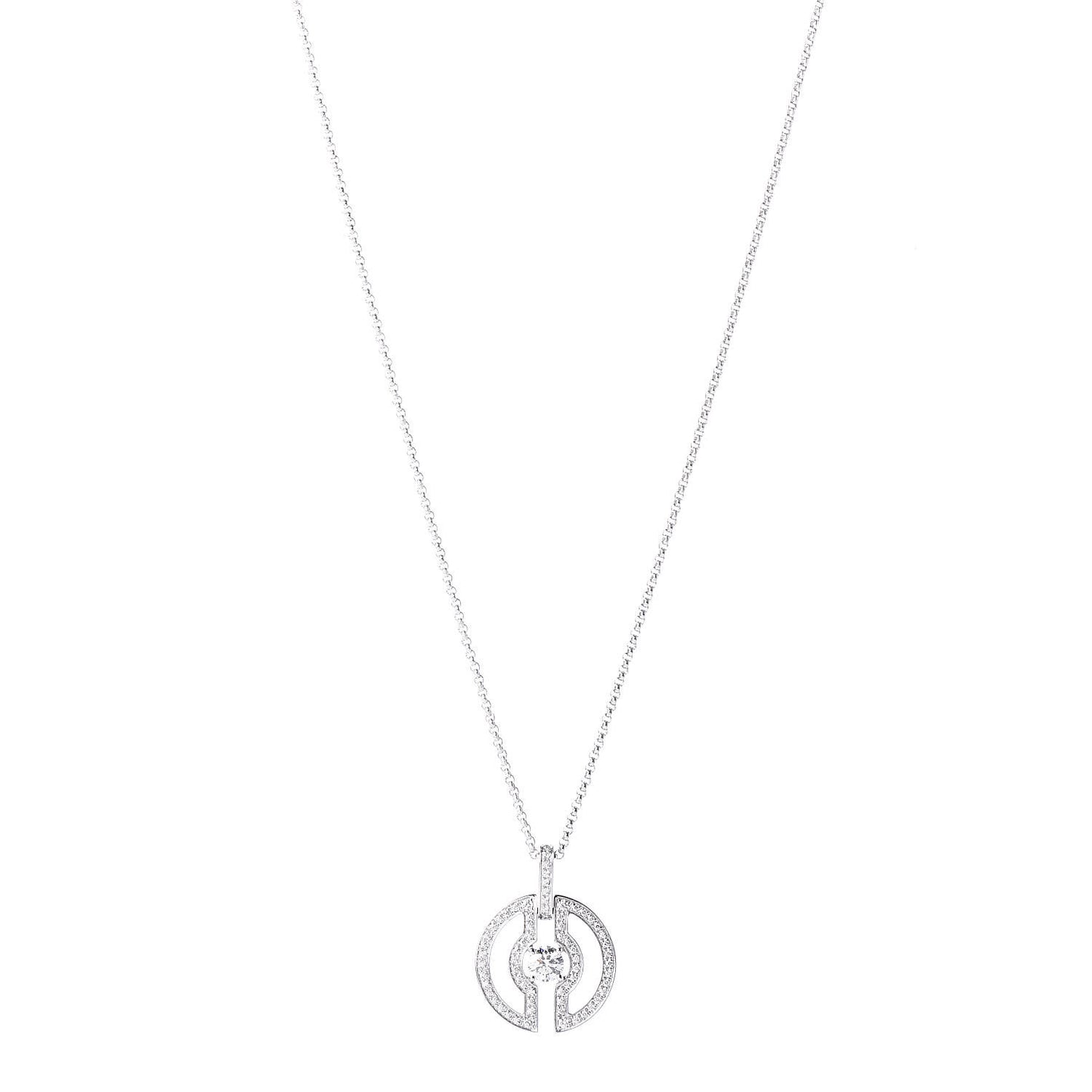 18K White Gold Diamond Parentesi Pendant Necklace
