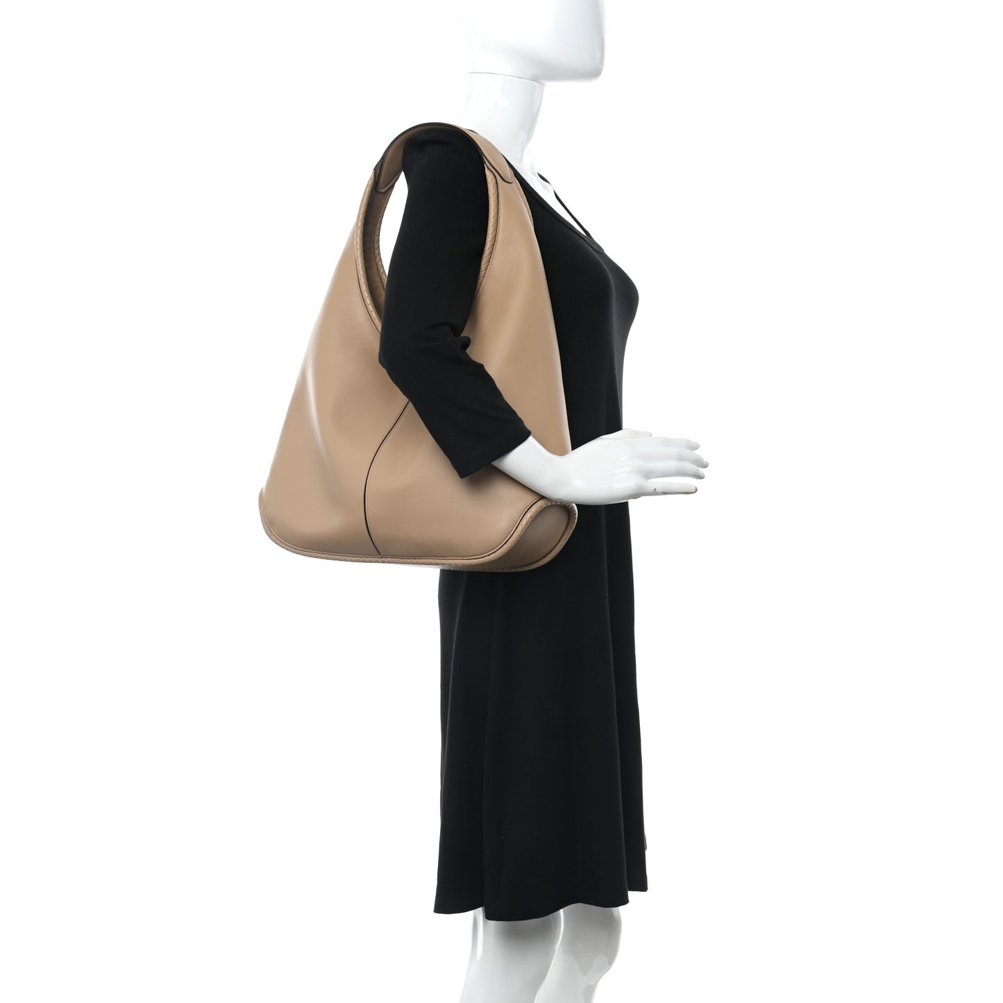 Calfskin Gancini Hobo Beige