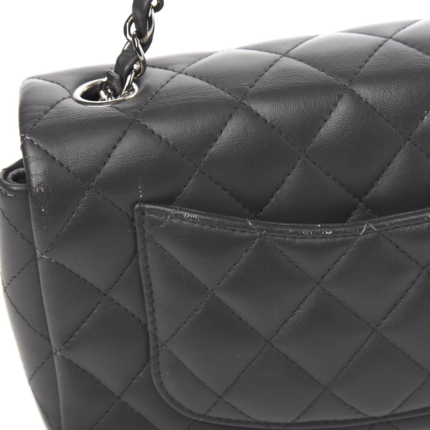 Lambskin Quilted Mini Rectangular Flap Grey