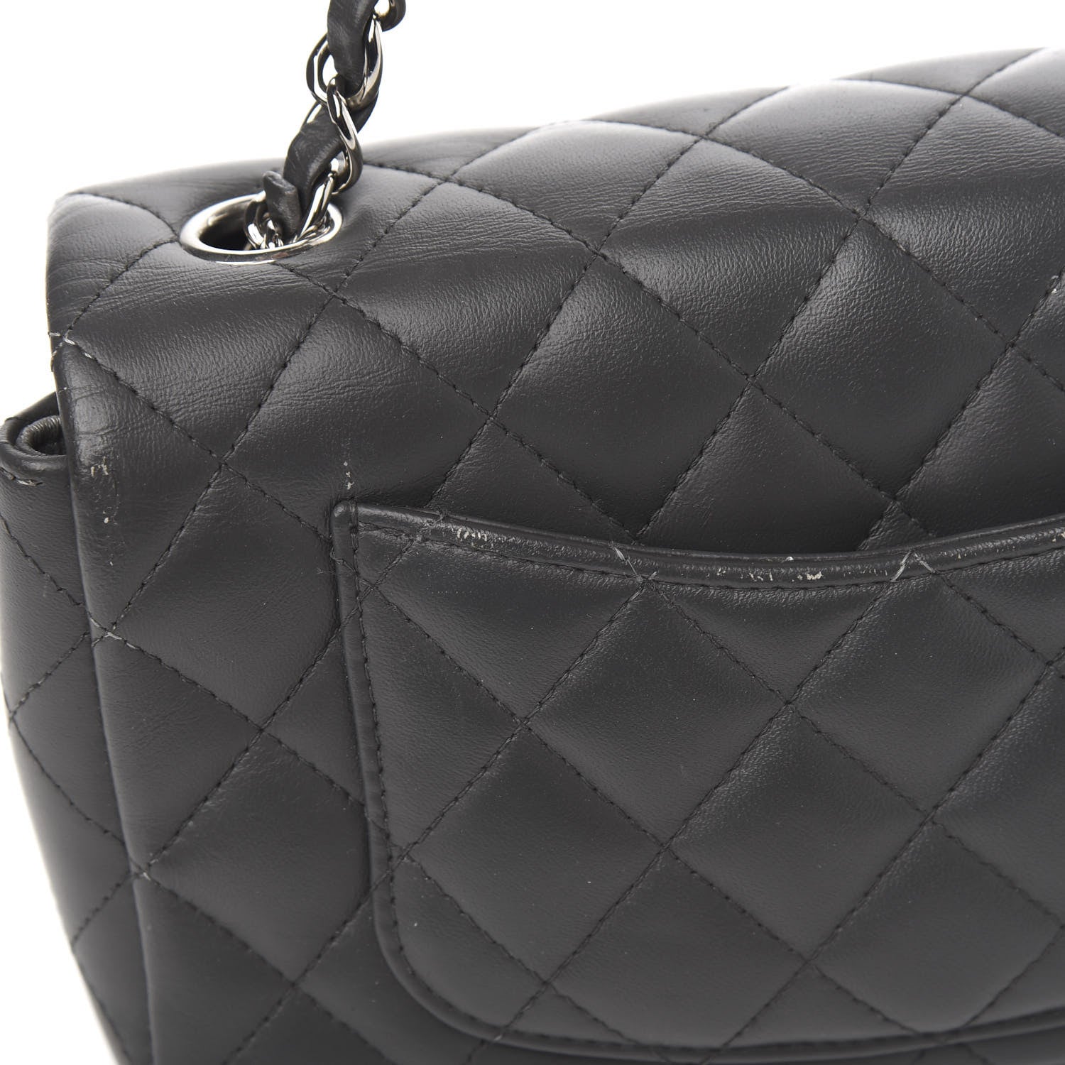 Chanel Lambskin Quilted Mini Rectangular Flap Grey 9 of 13