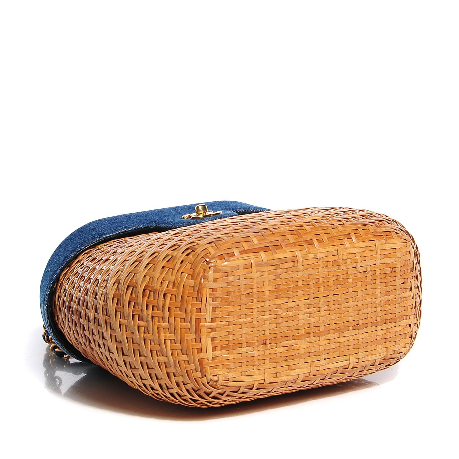 Chanel Denim Rattan Basket Shoulder Bag Blue 4 of 10