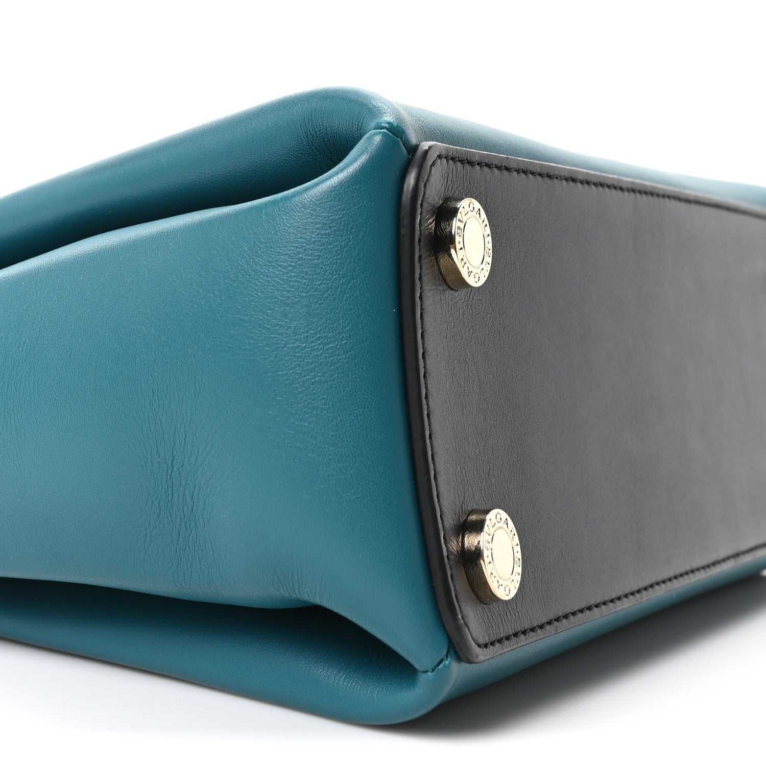 Bulgari Calfskin Serpenti Viper Top Handle Bag Blue Black 9 of 10
