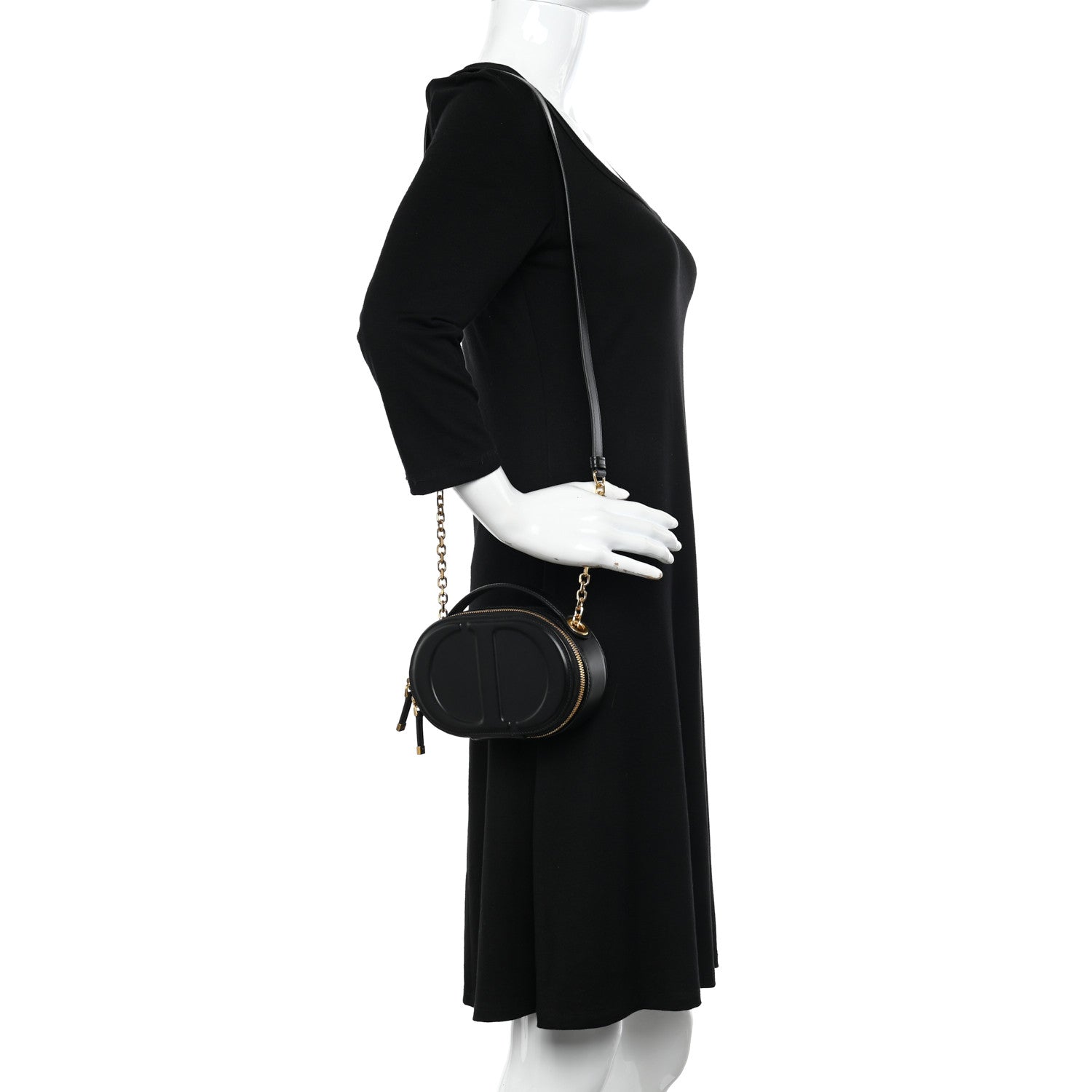 Christian Dior Calfskin CD Signature Oval Crossbody Camera Bag Black 2 of 18