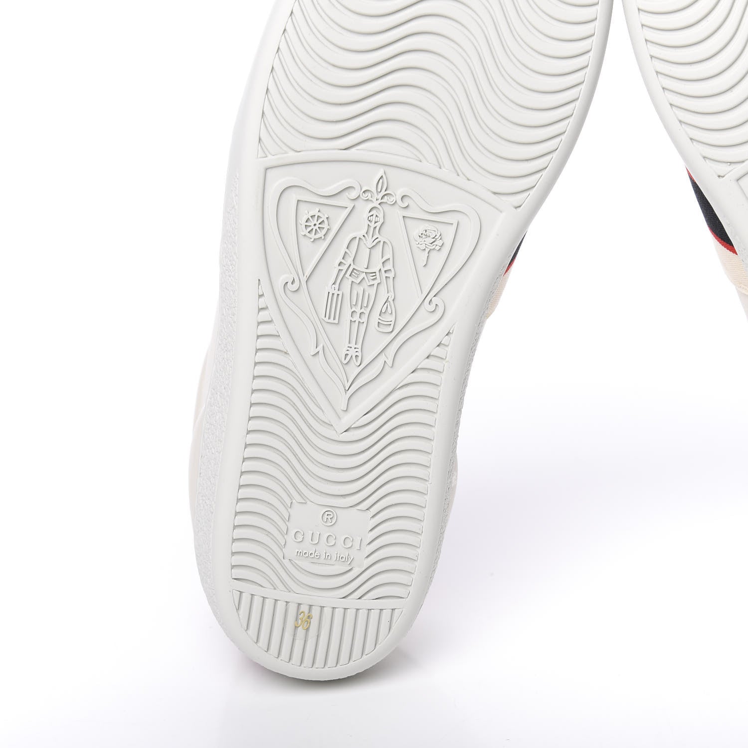 Gucci Calfskin Stripe Womens New Ace Sneakers 36 New Mystic White Ecru Red Flame 7 of 10
