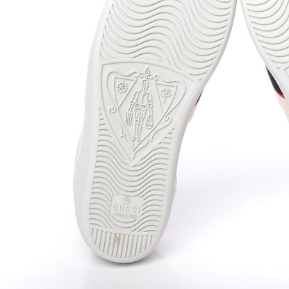 Gucci Calfskin Stripe Womens New Ace Sneakers 36 New Mystic White Ecru Red Flame 7 of 10