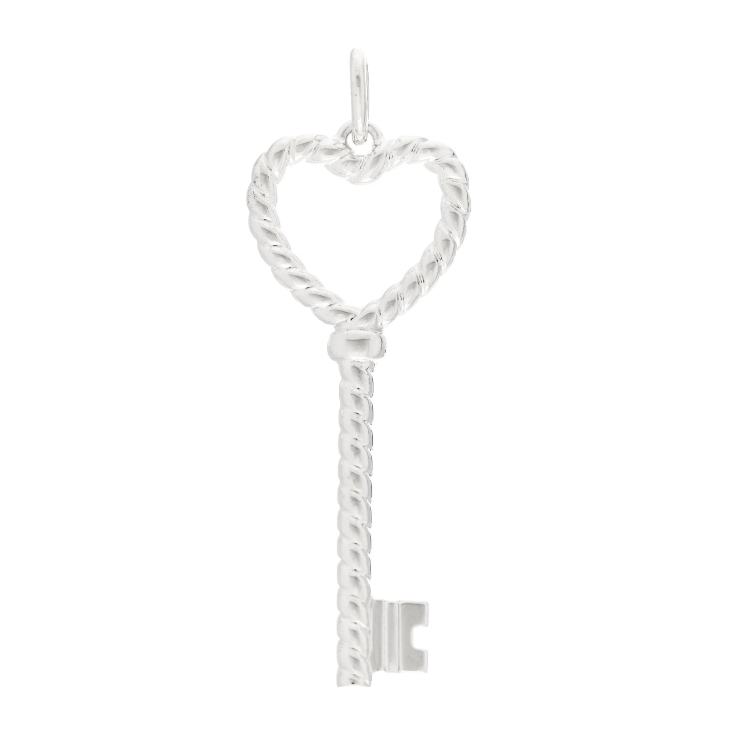 Sterling Silver Twist Heart Key Pendant