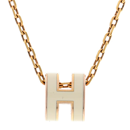 Hermes Lacquered Gold Mini Pop H Pendant Necklace White 4 of 7