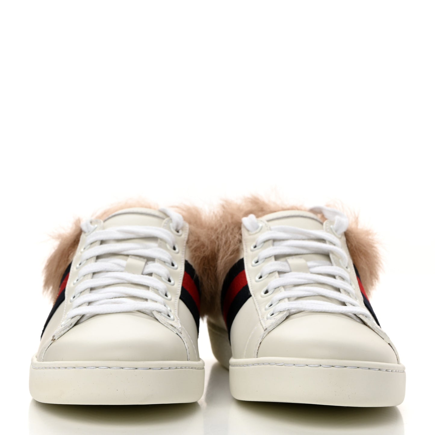 Calfskin Wool Web Bee Embroidered Womens Ace Sneakers 36 White