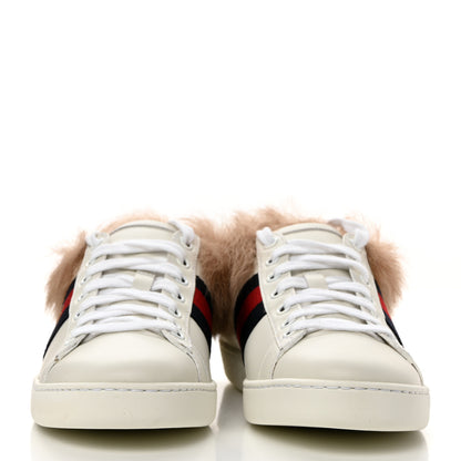 Gucci Calfskin Wool Web Bee Embroidered Womens Ace Sneakers 36 White 2 of 8