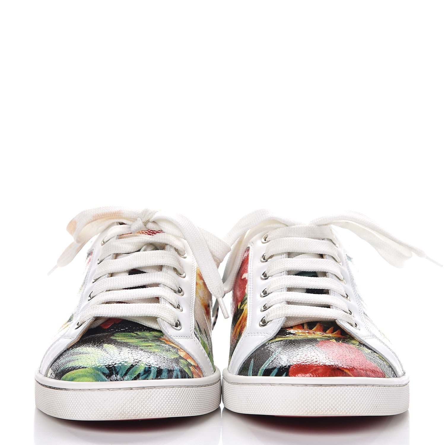 Christian Louboutin Crackled Calfskin Patent Hawaii Print Seava Sneakers 41.5 Multi 2 of 14