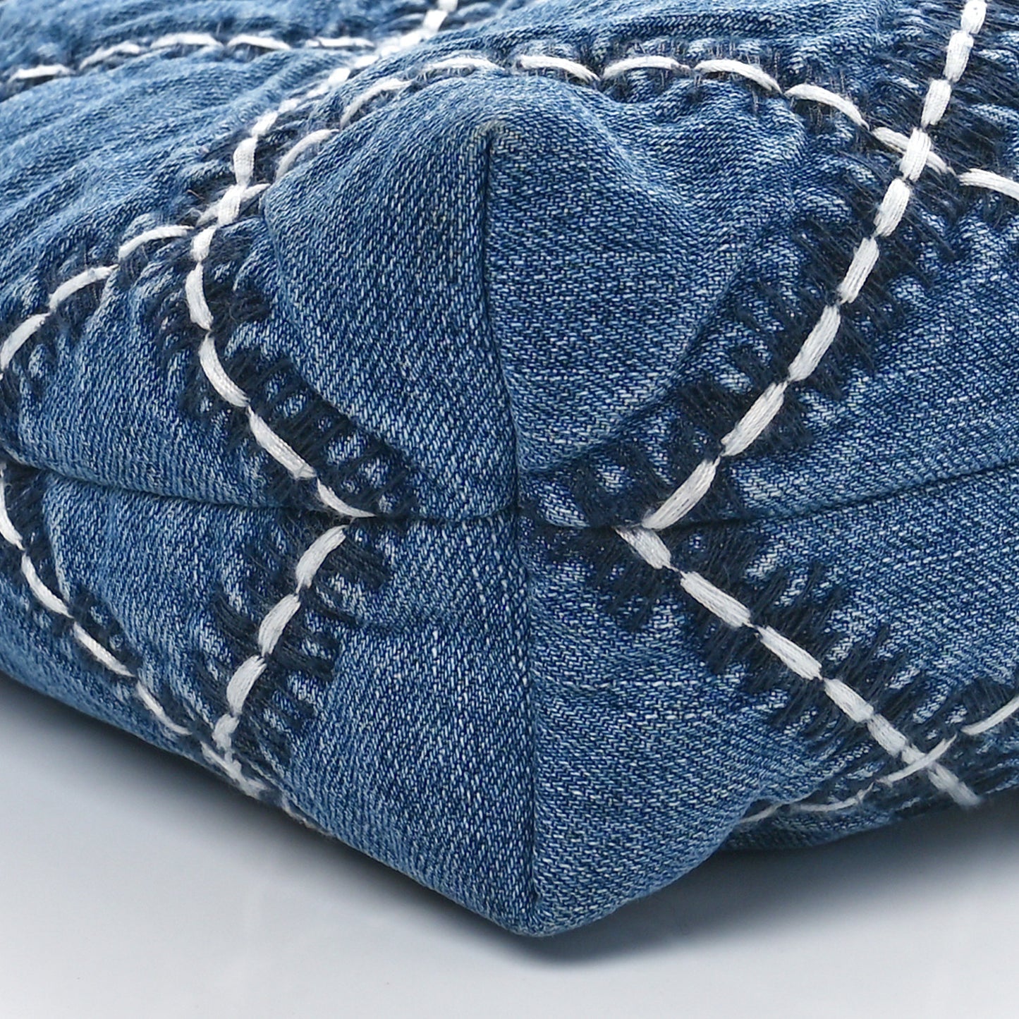 Denim Quilted Stitched Small Chanel 22 Blue