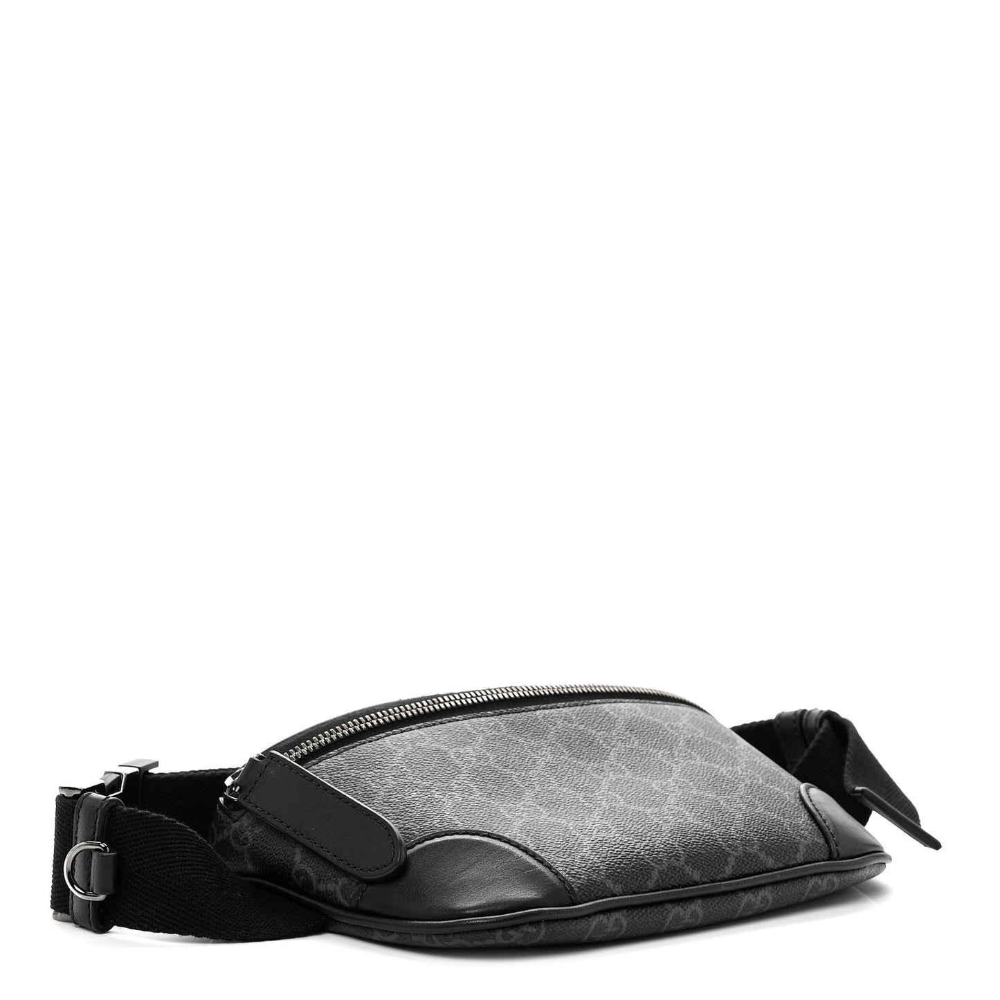 GG Supreme Monogram Emblem Calfskin Small Belt Bag Black Grey