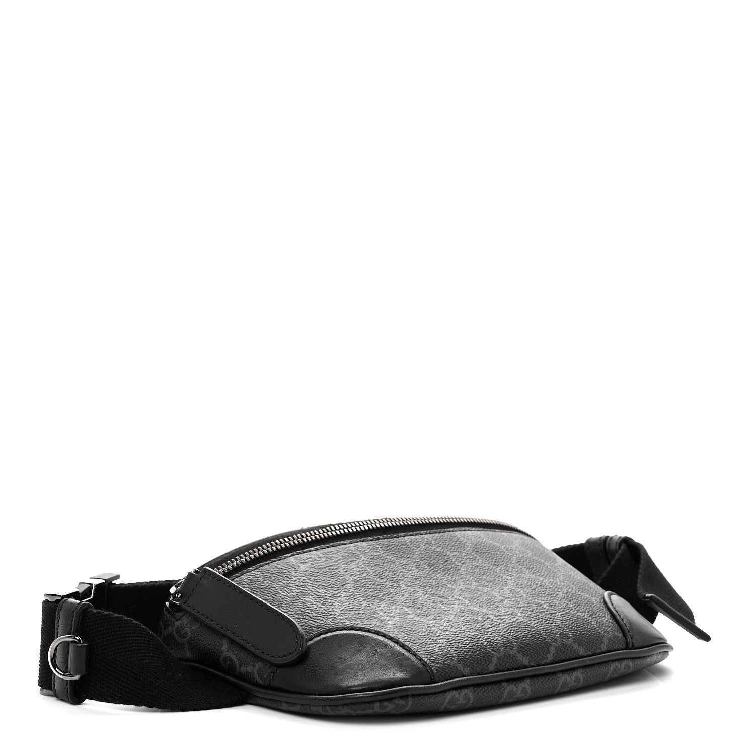 Gucci GG Supreme Monogram Emblem Calfskin Small Belt Bag Black Grey 4 of 10