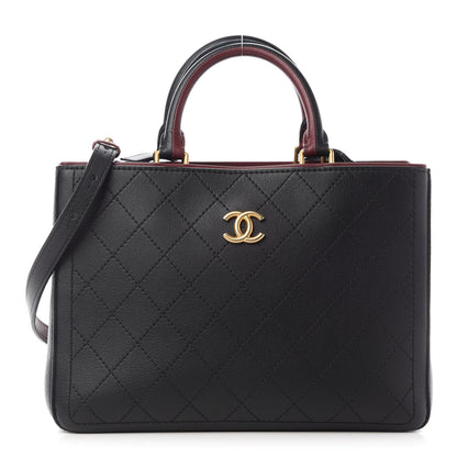 Chanel Bullskin Stitched Bi-Color Medium Shopping Tote Black 1 of 8