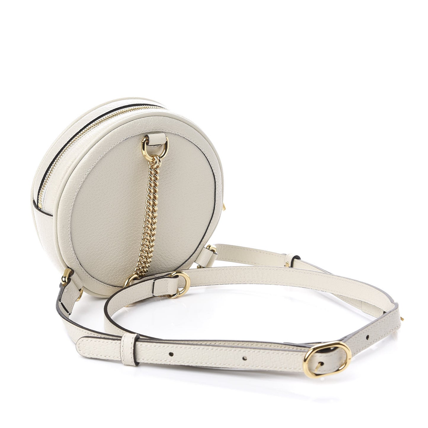 Textured Calfskin Web Mini Ophidia Round Backpack Mystic White
