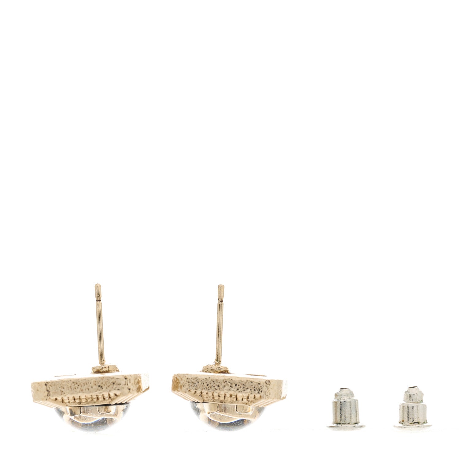 Chanel Metal Resin CC Square Earrings Gold Black 3 of 5