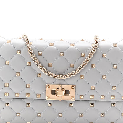 Valentino Garavani Lambskin Rockstud Spike Wallet on Chain Grey 7 of 10