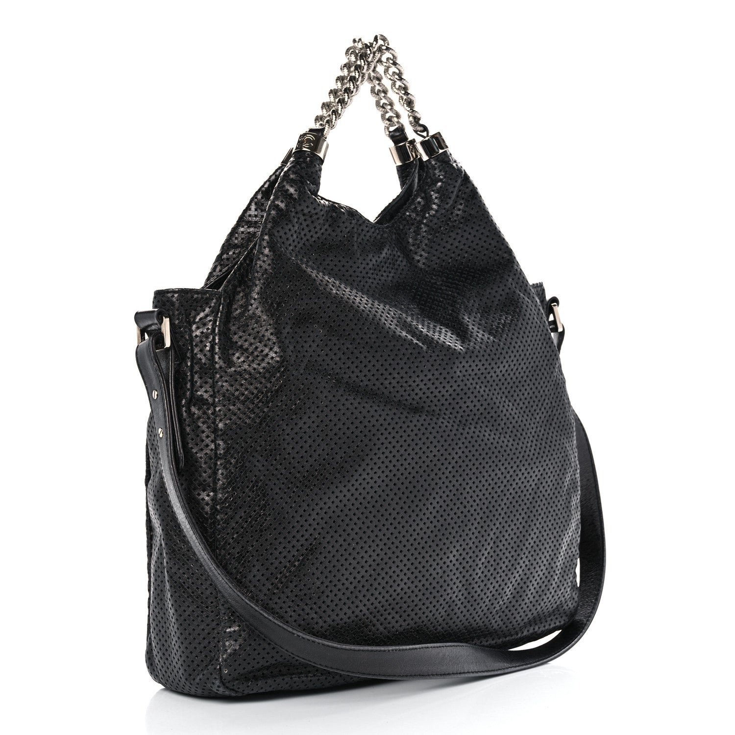 Chanel Glazed Calfskin Perforated Medium Rodeo Drive Tote Black 3 of 14