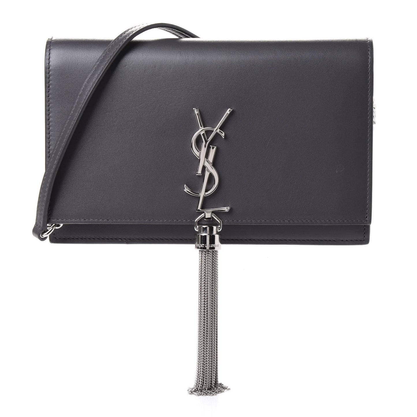 Smooth Calfskin Classic Monogram Kate Tassel Chain Wallet Asphalt