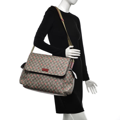 Gucci GG Supreme Monogram Strawberry Messenger Diaper Bag Beige 3 of 15