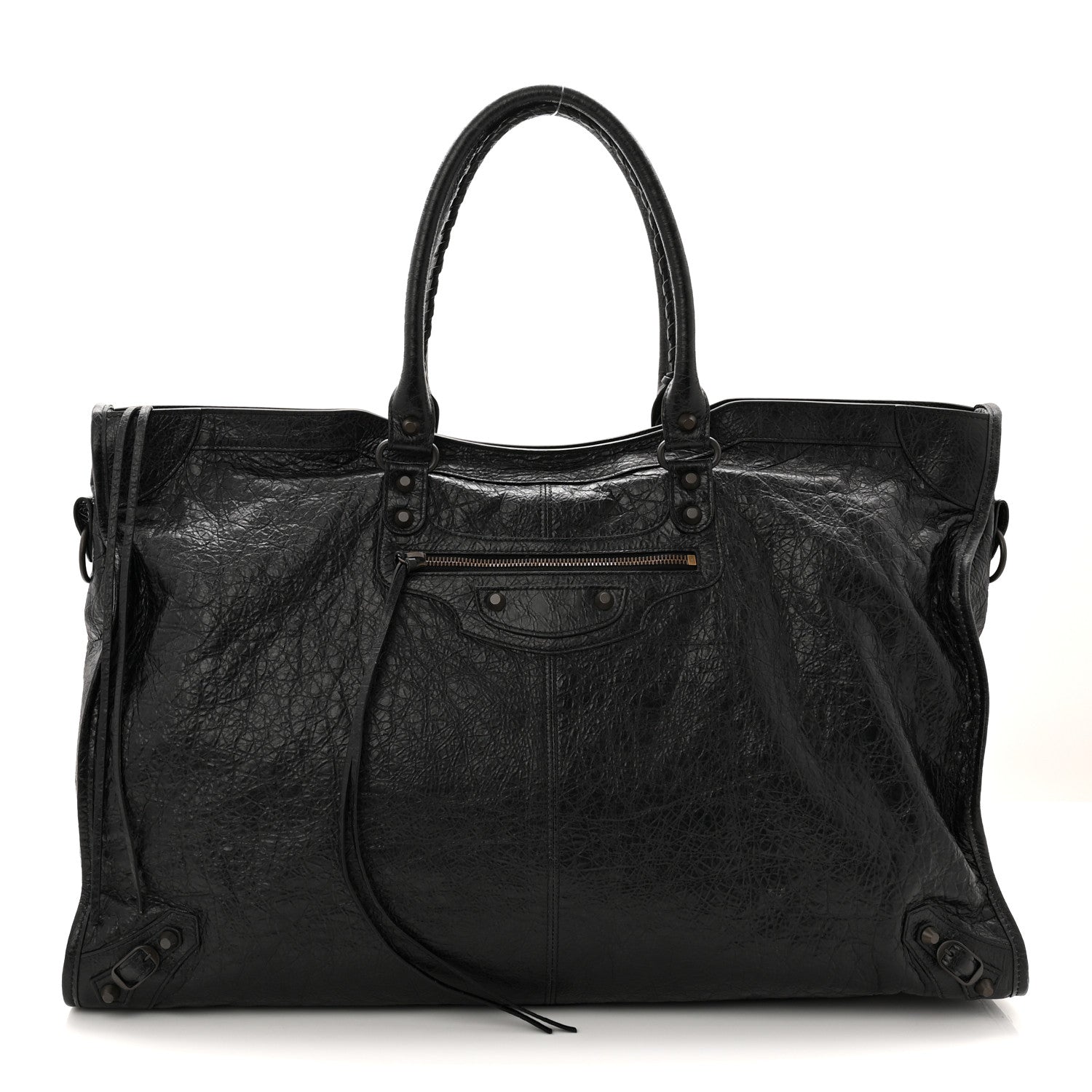 Balenciaga Arena Lambskin Brass Hardware Le City Travel Bag Black