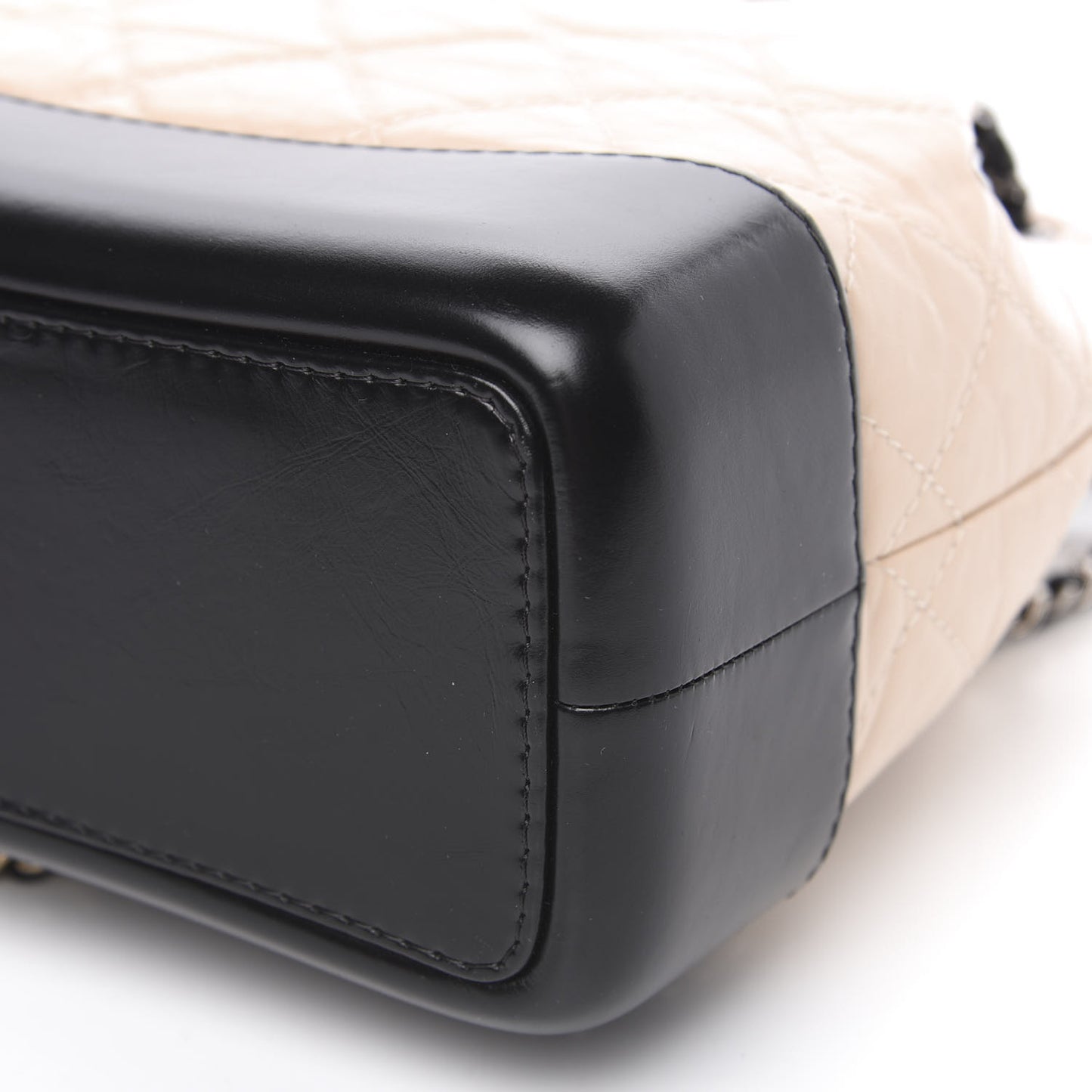 Aged Calfskin Quilted Small Gabrielle Backpack Beige Black