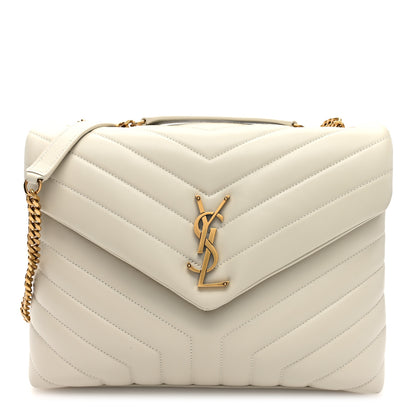 Saint Laurent Calfskin Y Quilted Monogram Medium Loulou Chain Satchel Crema Soft 1 of 9