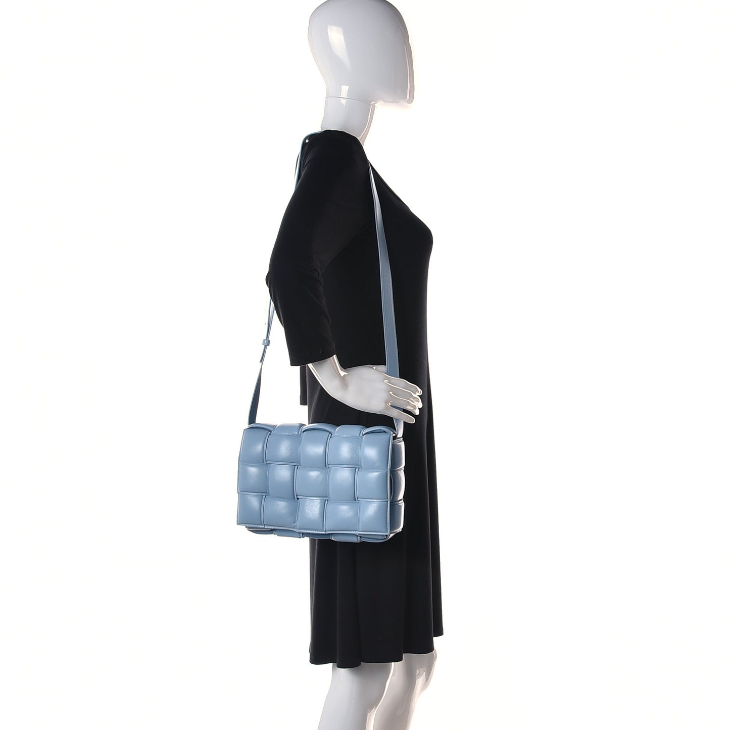 Nappa Maxi Intreccio Padded Cassette Crossbody Bag Ice