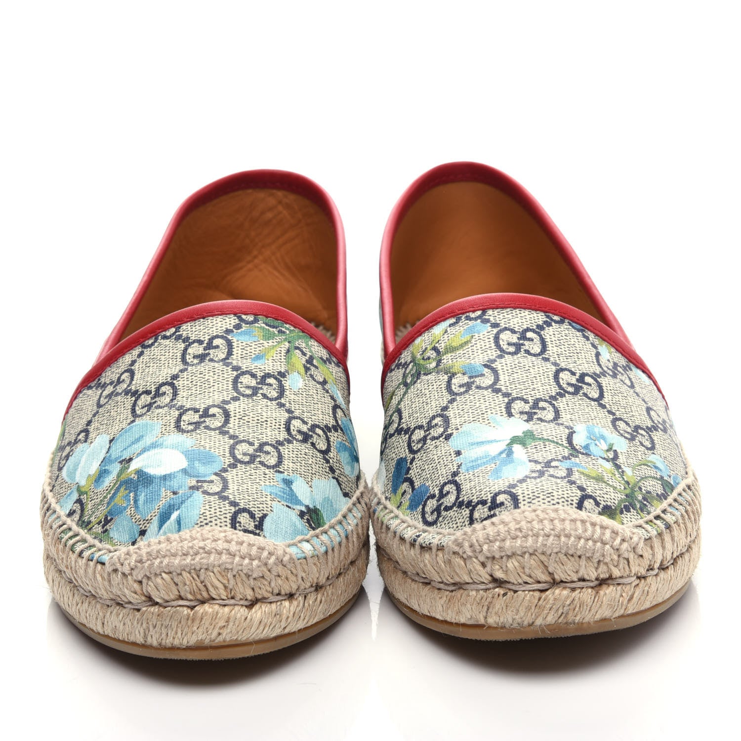 Gucci GG Supreme Monogram Blooms Espadrilles 37.5 Beige Blue Navy Hibiscus Red 5 of 12