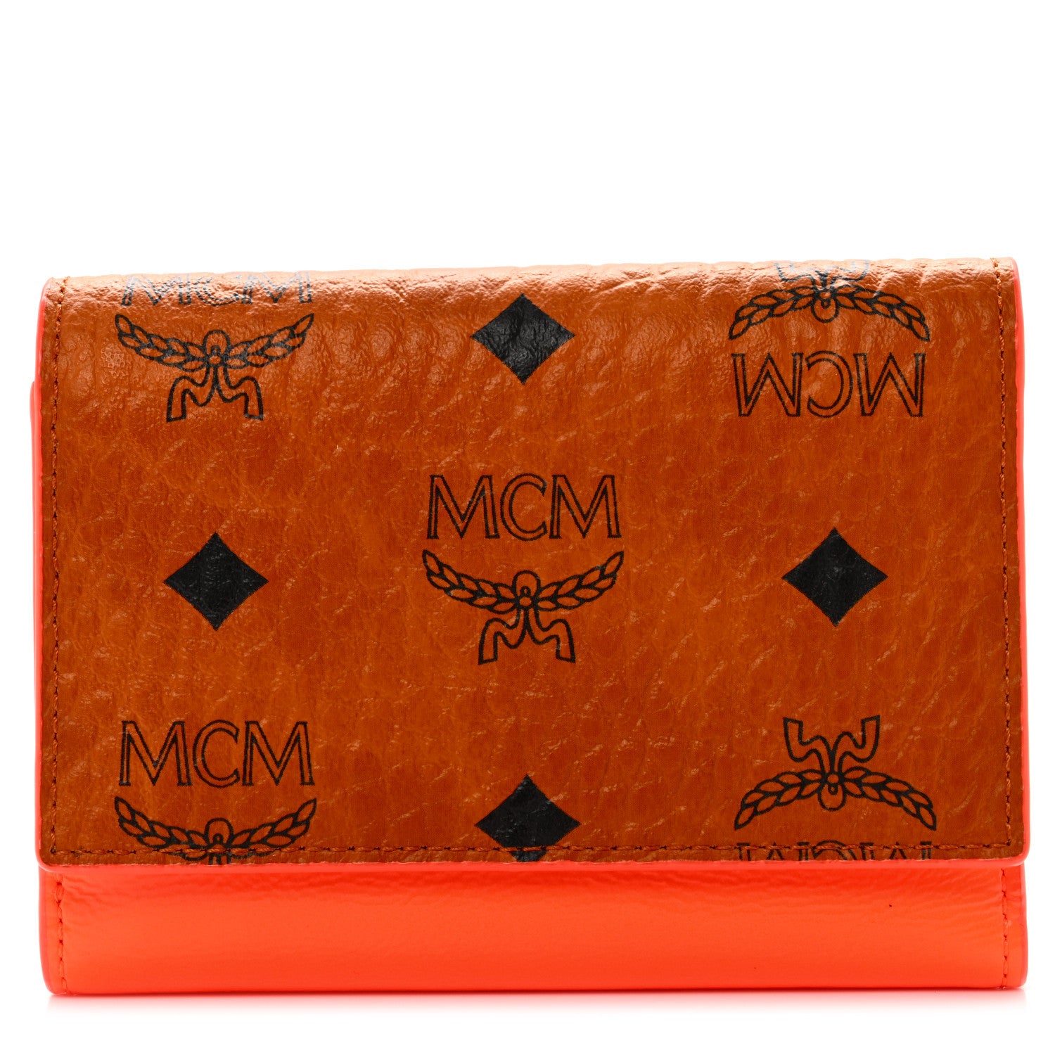 MCM Visetos Patent Trifold Wallet Cognac Orange 1 of 6