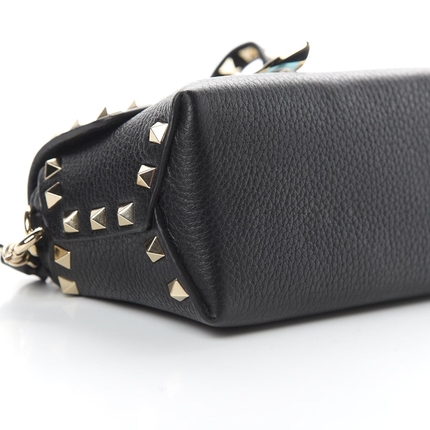 Pebbled Calfskin Mini Rockstud Crossbody Bag Black