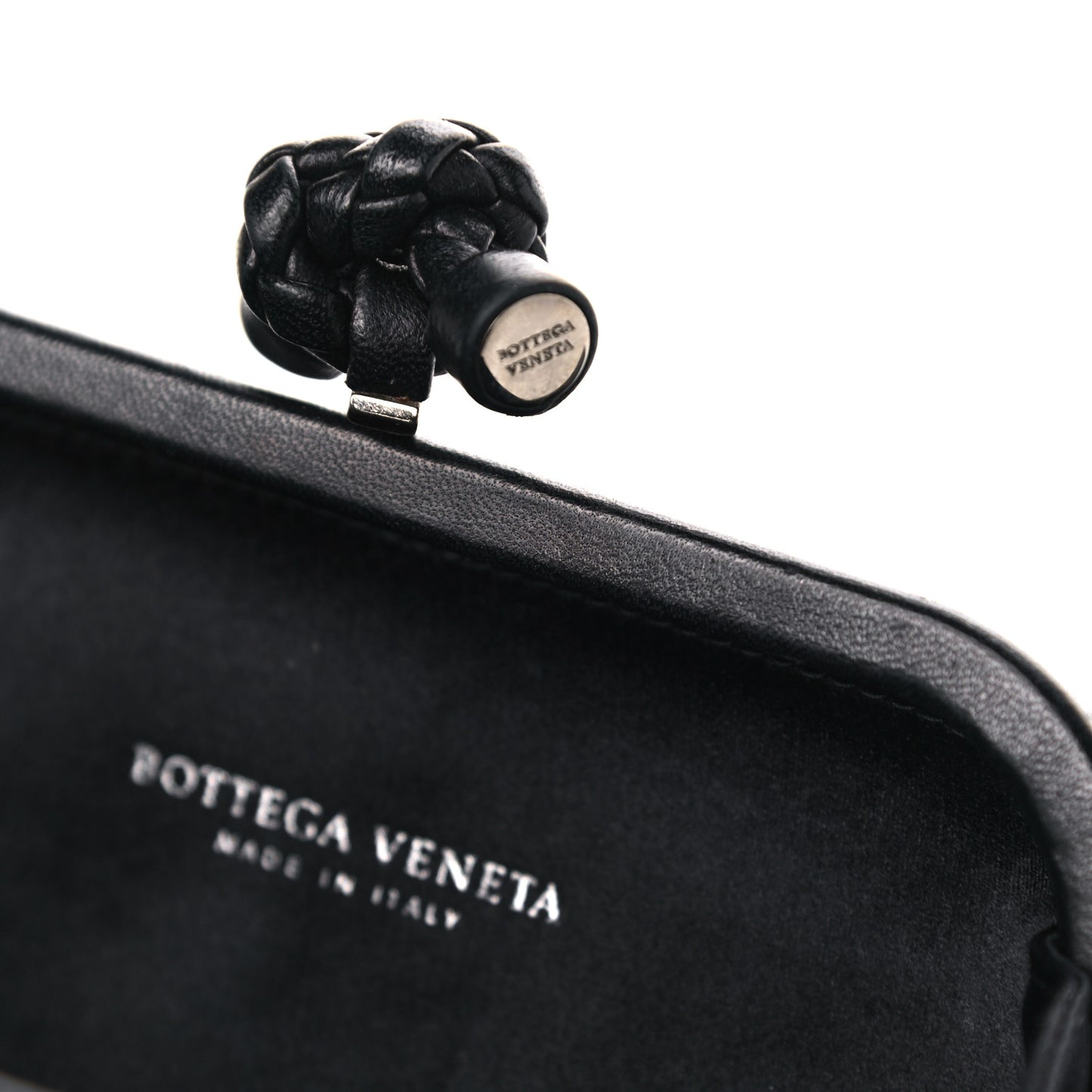 Satin Intreccio Impero Knot Clutch Black