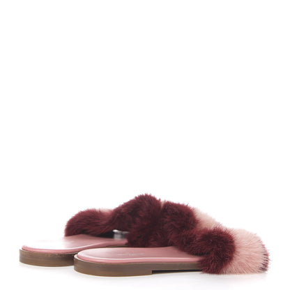 Louis Vuitton Mink Fur Lock It Flat Mule 38.5 Bordeaux 4 of 8
