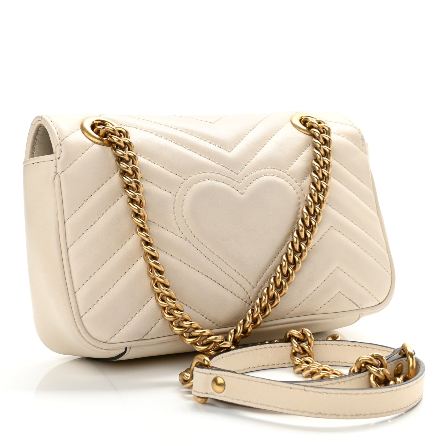 Calfskin Matelasse Mini GG Marmont Shoulder Bag White