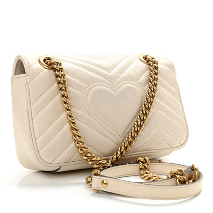 Gucci Calfskin Matelasse Mini GG Marmont Shoulder Bag White 2 of 17