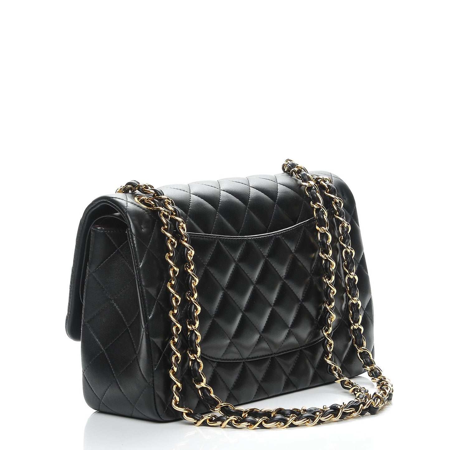 Lambskin Quilted Jumbo Double Flap Black