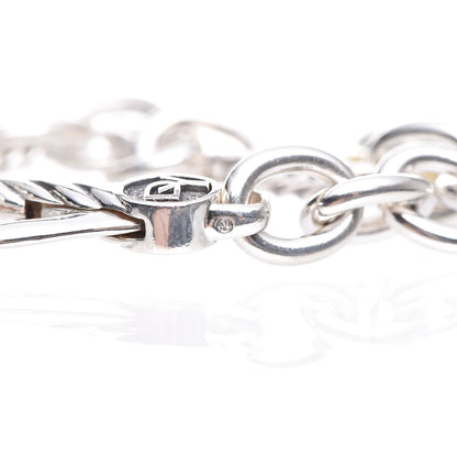 David Yurman Sterling Silver 18K Yellow Gold Carved Cable Disc Bracelet 7 of 7
