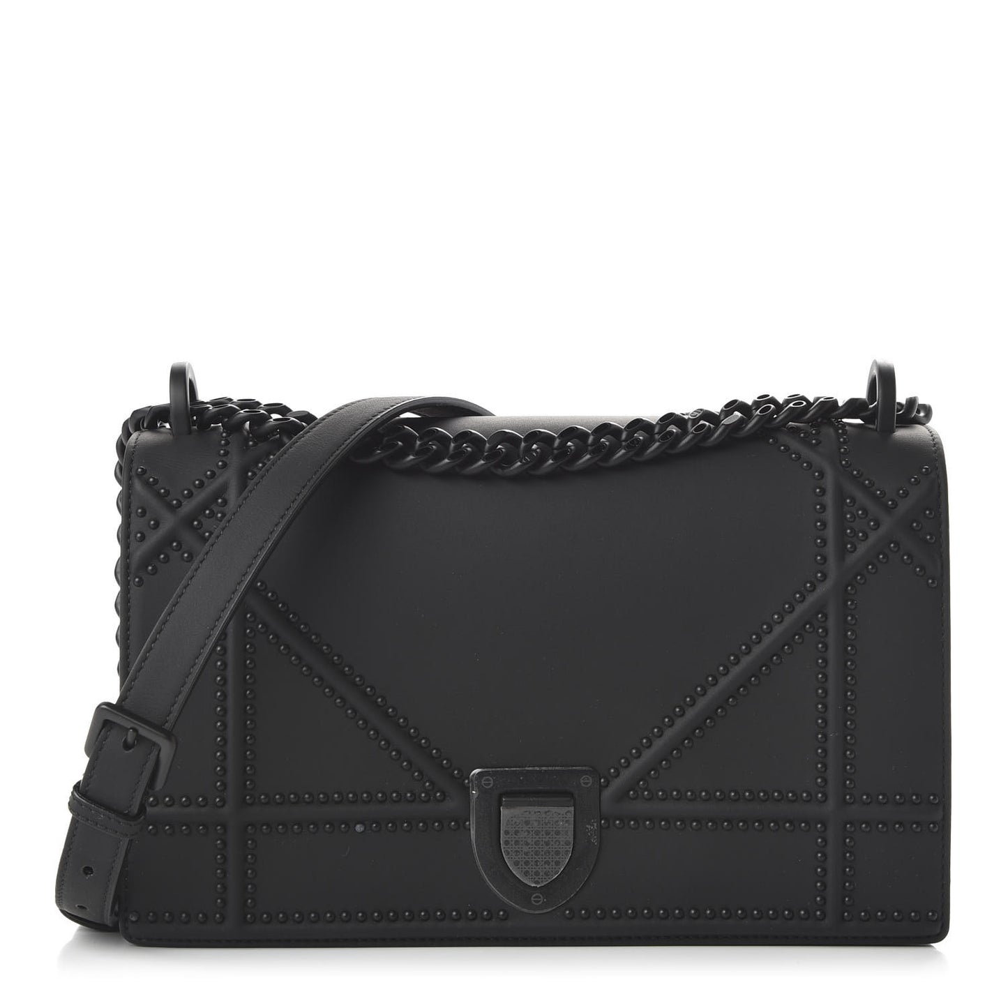 Ultra Matte Calfskin Studded Medium Diorama Flap Bag Black